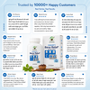 An infographic-style promotional graphic for PraviKumari Bone Relief Ortho Care capsules. The design features a large product box on the right, a smaller capsule bottle on the left, and multiple customer testimonials written in Hindi with star ratings arranged around them on a white background with blue header and footer banners.