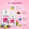 Prakriti Divyasakhi herbal supplement box and bottle on a pink background with ingredient callouts for Amla, Ashoka Bark, Blue Lotus, and Sooth.